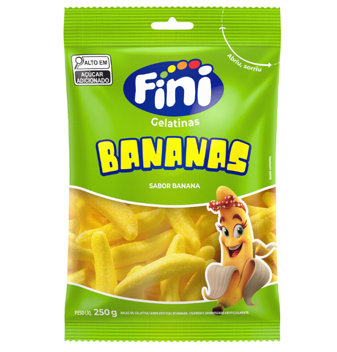 Bala Gelatina Bananas 250g - Fini