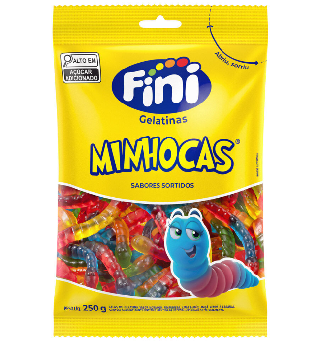 Bala Gelatina Minhocas 250g - Fini
