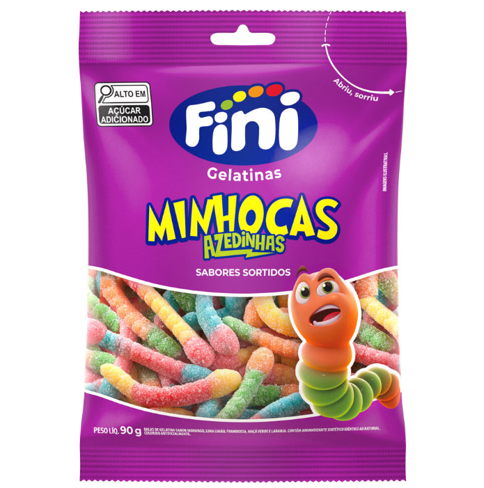 Bala Gelatina Minhocas Azedinhas 250g - Fini