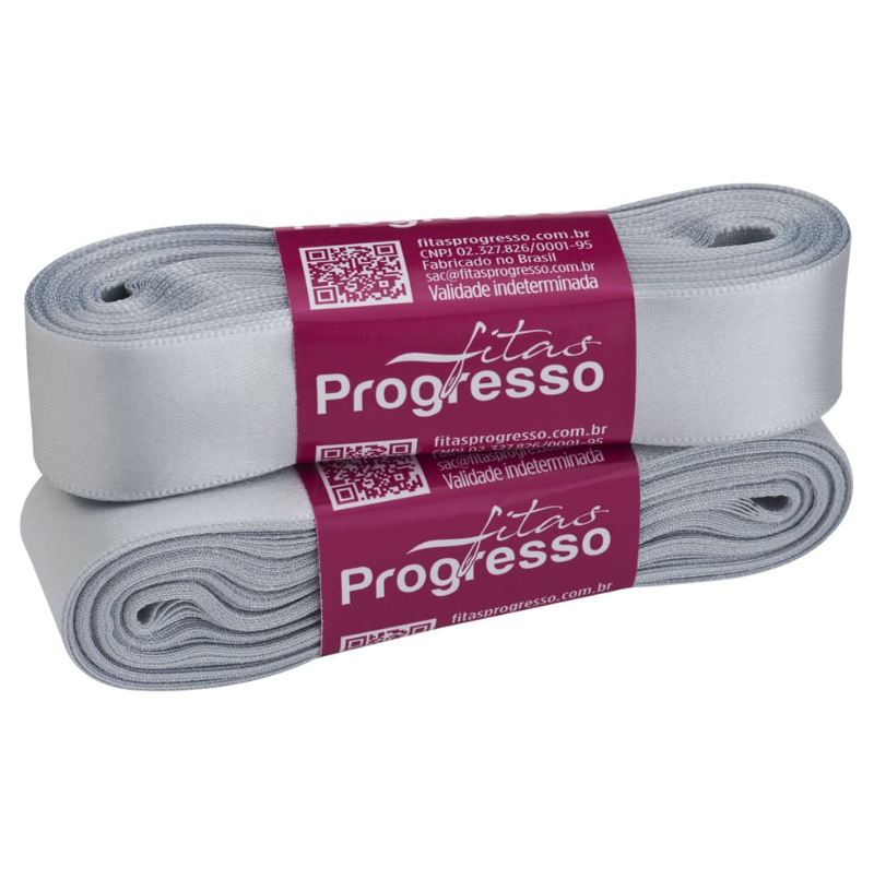 Fita De Cetim N5 10m X 22mm Prata Cor 084  - Progresso