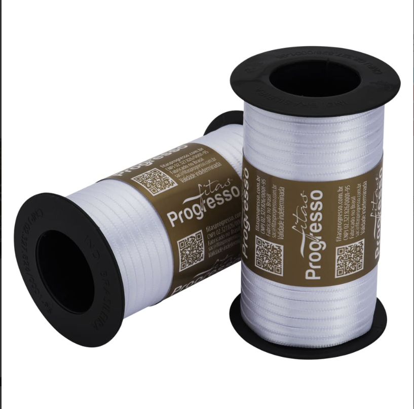 Fita De Cetim N00 100m X 4mm Branco Cor 201  - Progresso