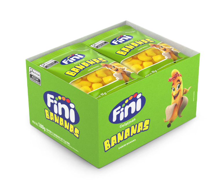 Bala Gelatina Mini Bananas Com 12x15g Cada - Fini
