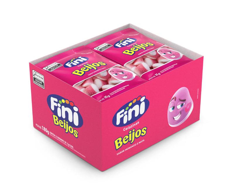 Bala Gelatina Mini Beijos Com 12x15g Cada - Fini