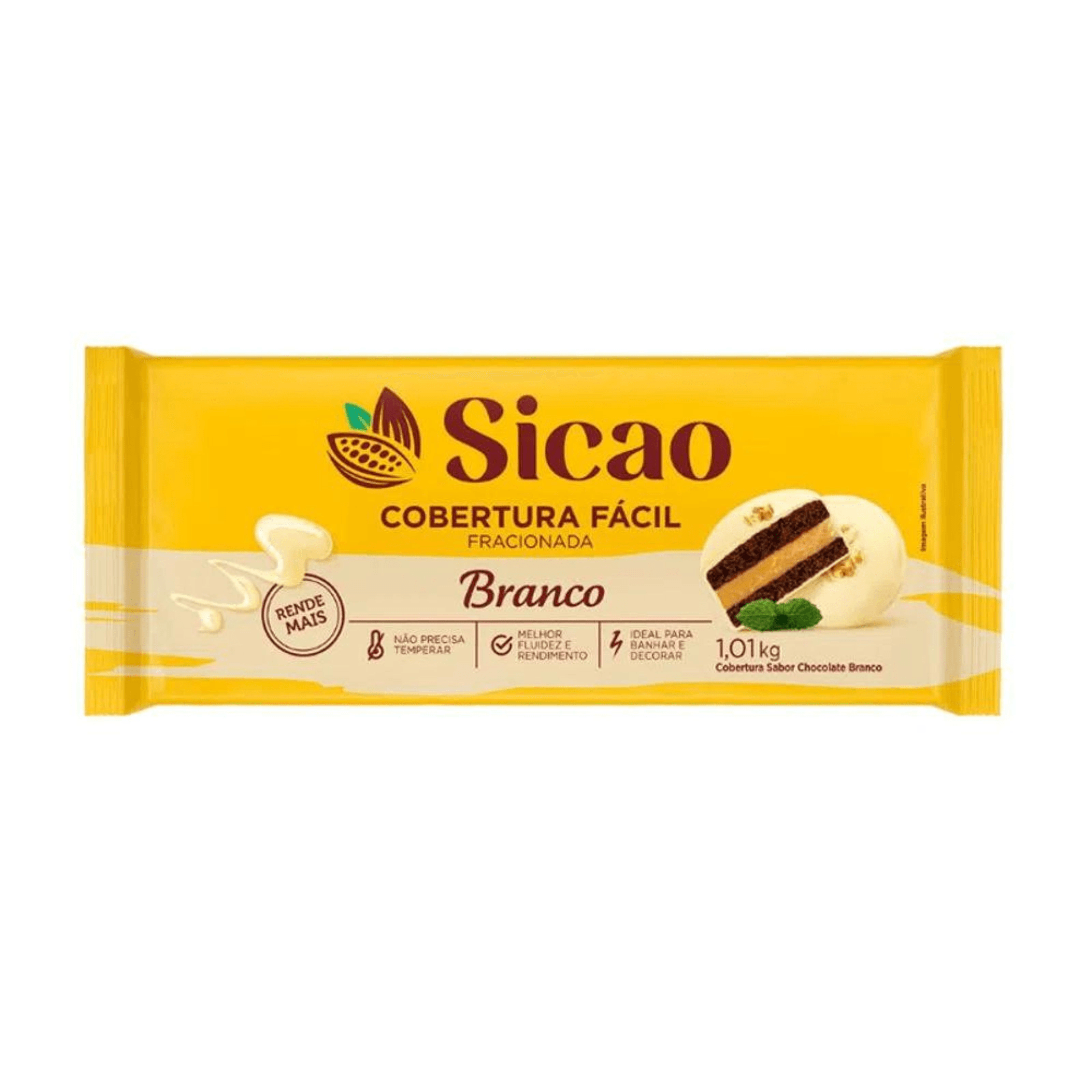 Cobertura Fracionada Fácil Branco Barra 1,01kg - Sicao