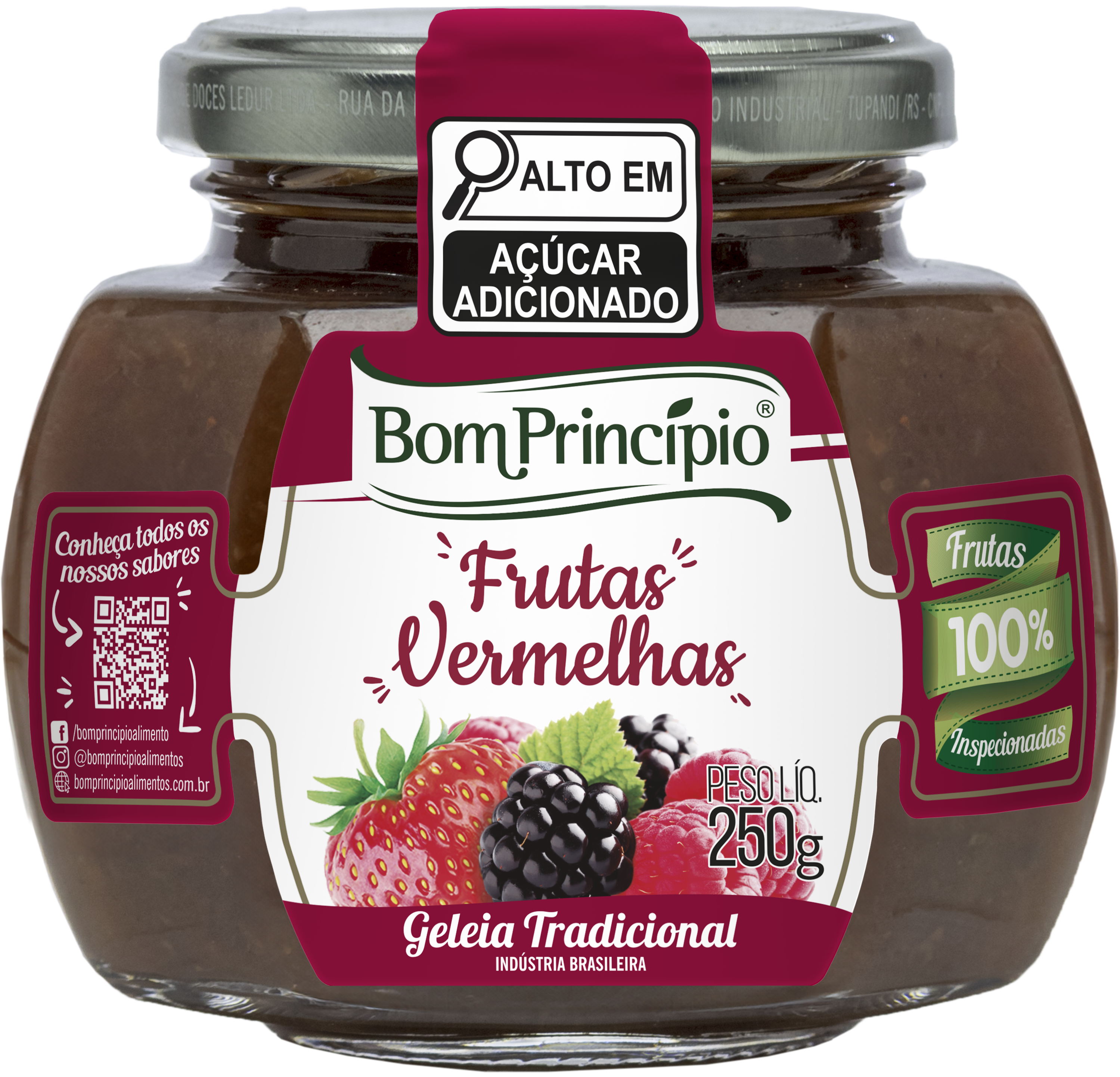 Geleia De Frutas Vermelhas 250g - Bom Princípio