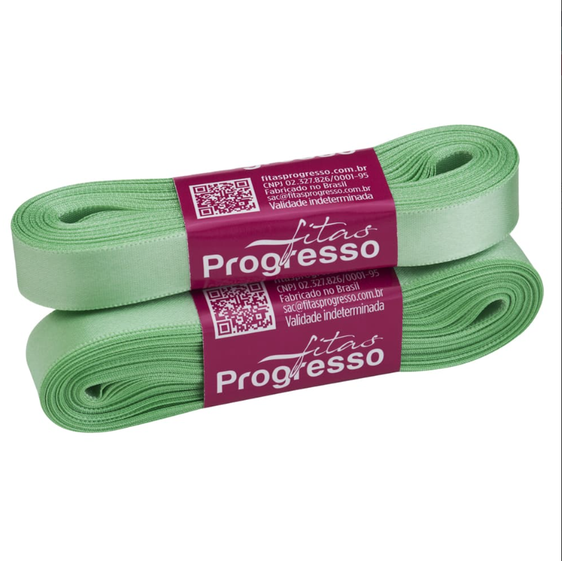 Fita De Cetim N3 10m X 15mm Verde Menta Cor 232  - Progresso
