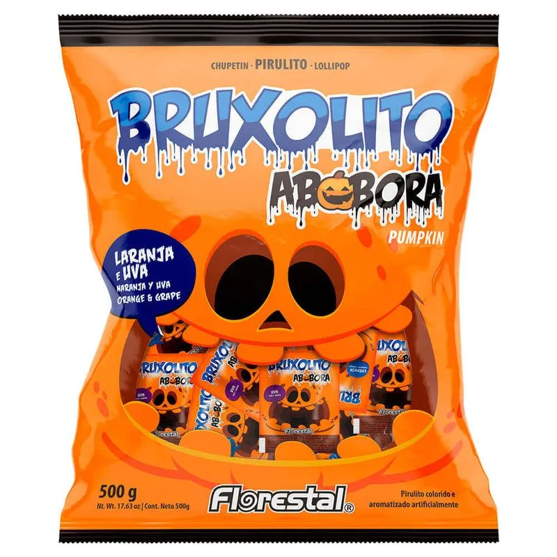 Pirulitos Bruxolito Abóbora Sortidos 500g - Florestal