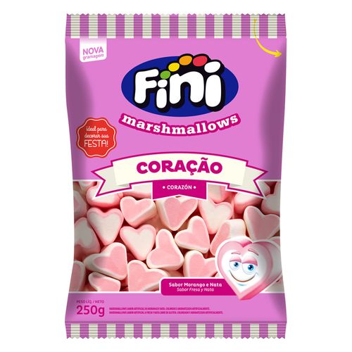 Marshmallows Coração Sabor Morango E Nata 250g - Fini