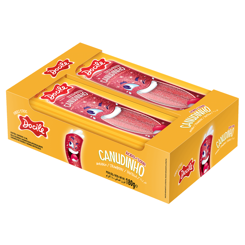 Canudinho Sabor Morango Cítrico Com 12x15g Cada - Docile