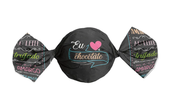 Embalagem Para Trufa Eu Amo Chocolate 14,5x15,5 C/100und - Cromus