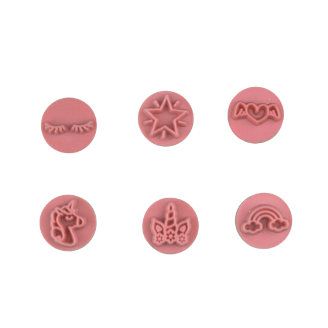 Kit Carimbos Unicórnio Com 7 Peças Rosa Bebê - Bluestar