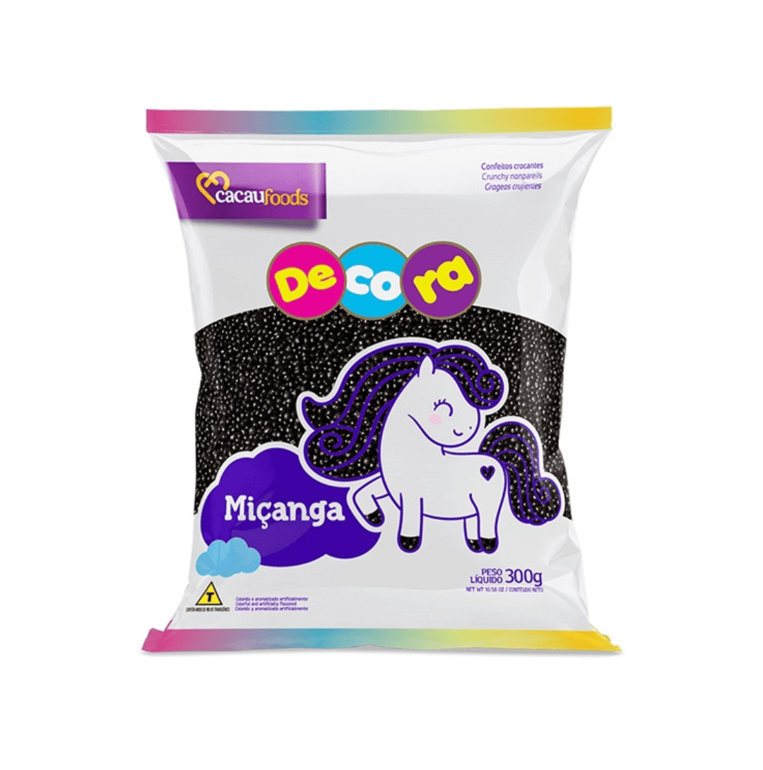 Confeito Miçanga Preto Decora 300g ¿ Cacau Foods