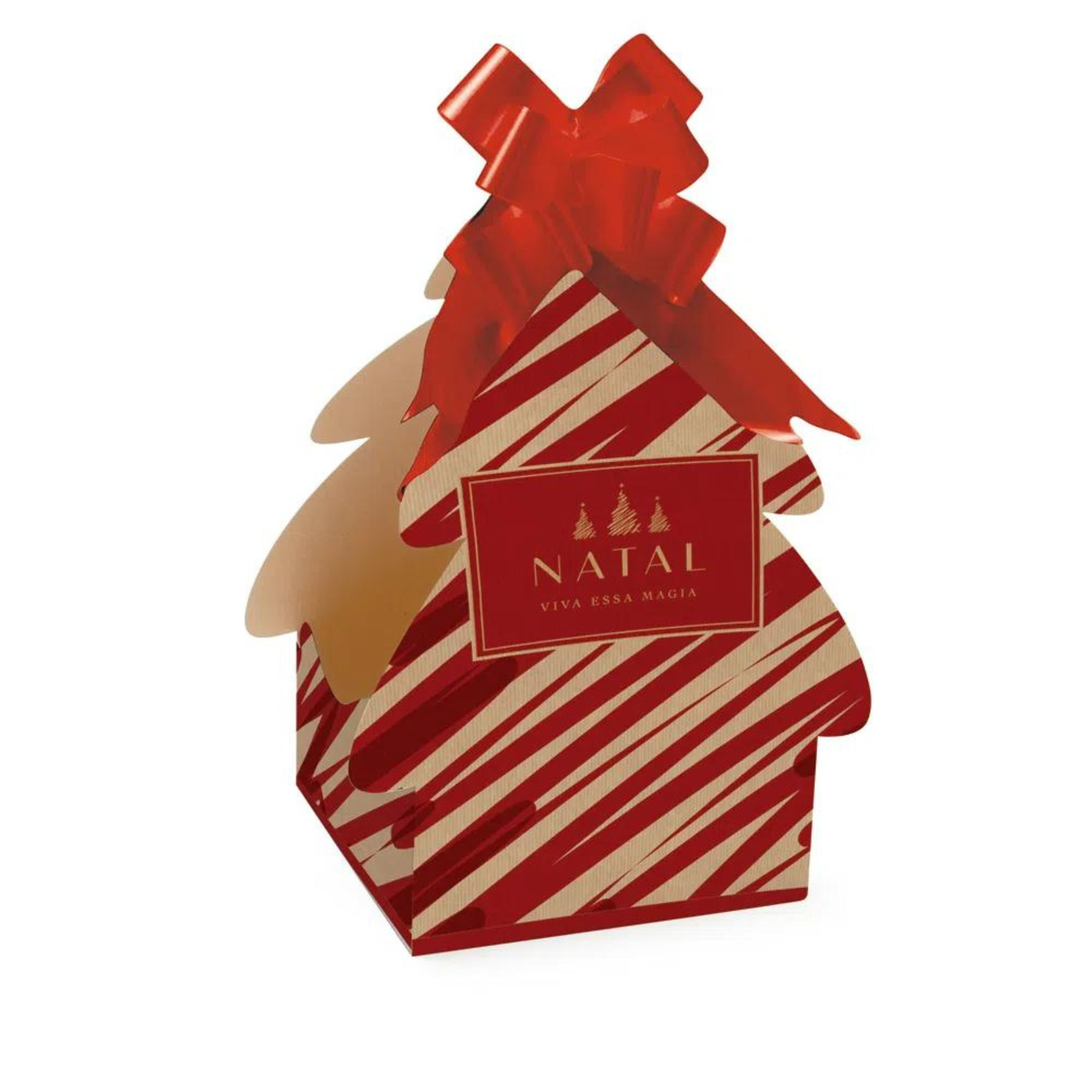 Caixa Panetone Árvore Lines 14x14x27.5 Vermelho - Cromus