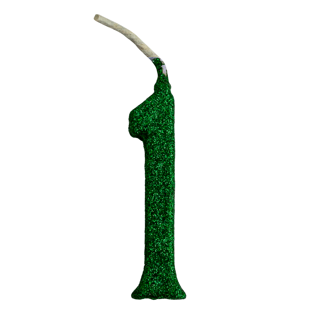 Vela N°1 Glitter Verde - Regina