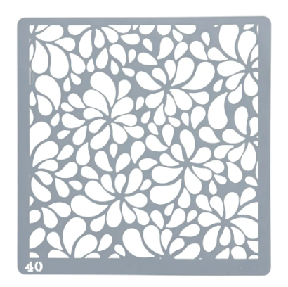 Estêncil Para Bolo E Biscoito Floral 15x15cm  - Allonsy