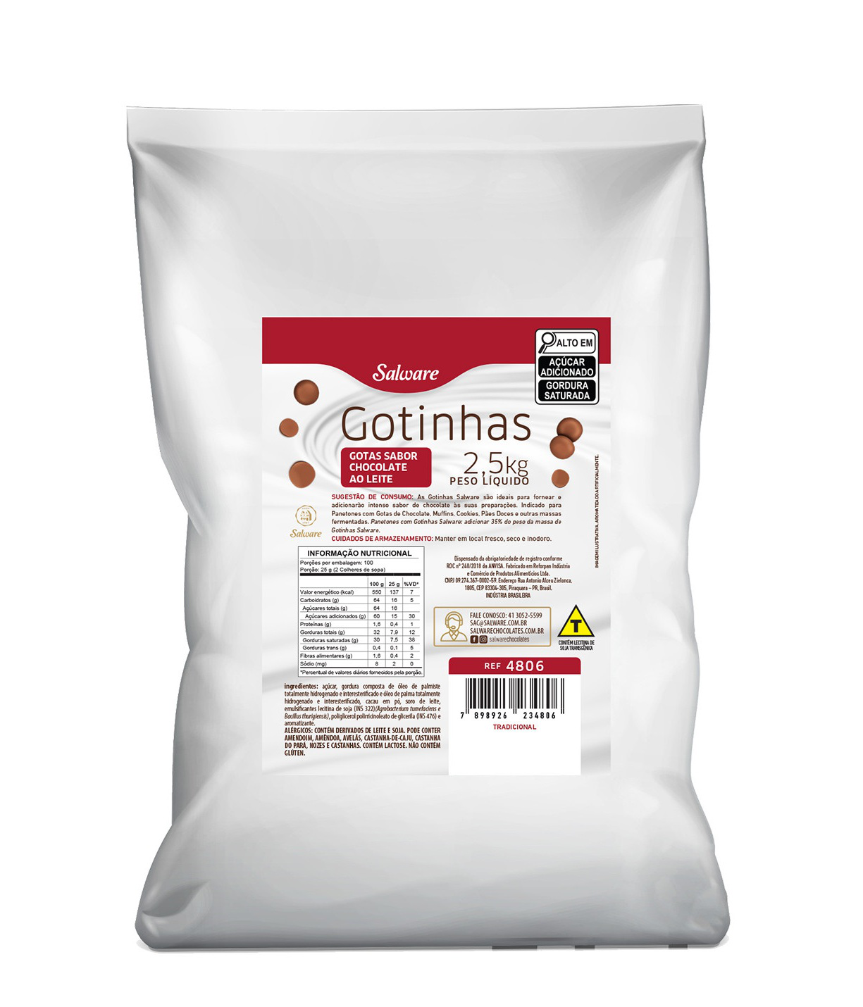Gotas Chips Ao Leite 2,5kg - Salware