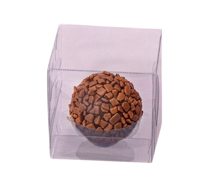 Caixa Cristal Para 1 Doce Com Berço Cristal 5x5x5 - Ideia