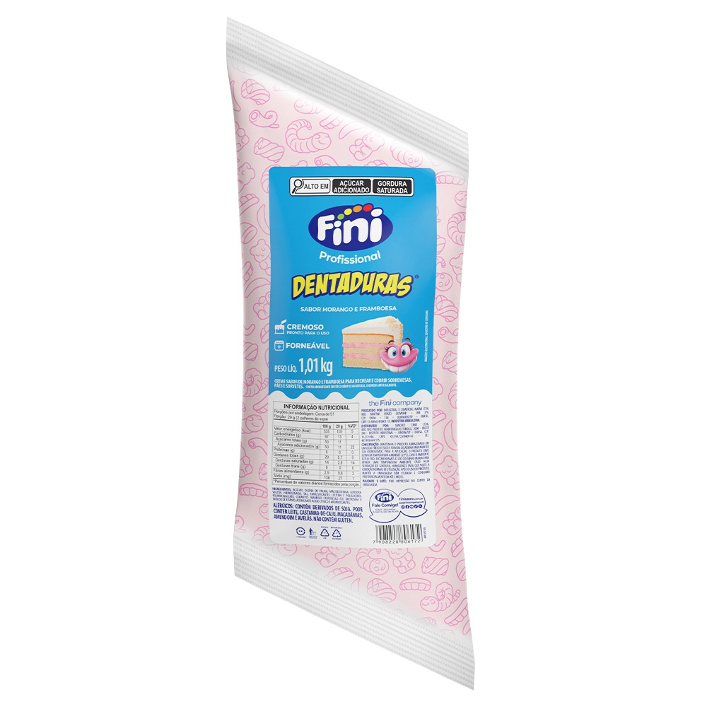 Recheio Dentaduras Sabor Morango E Framboesa 1,01kg - Fini